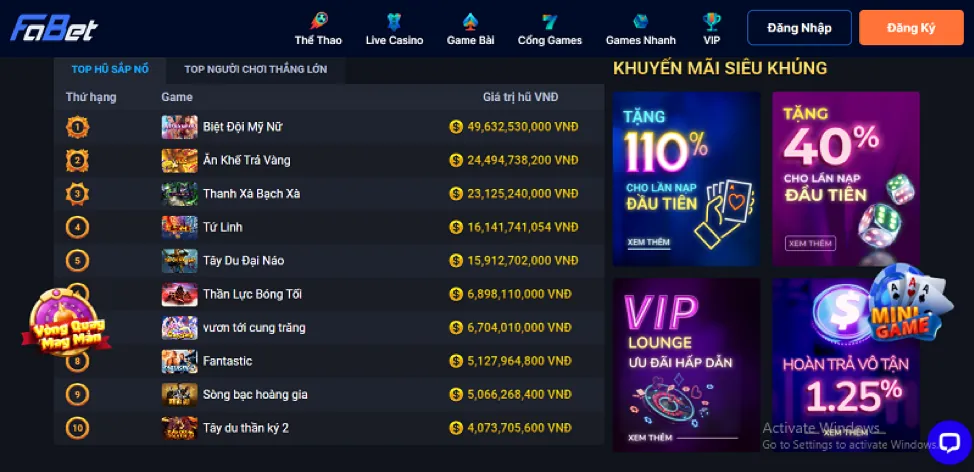Các bước nhận ưu đãi 98win